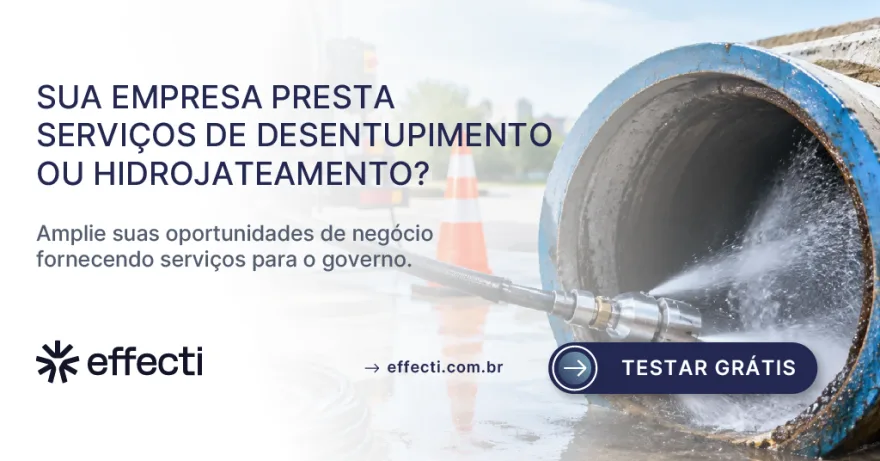 Licitação de desentupimento e hidrojateamento do chamado ao pagamento